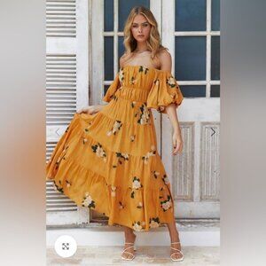 Hello Molly Orange Floral Maxi Dress